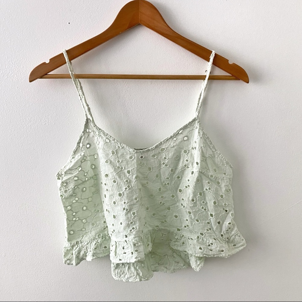 Mint Green Lace Crop Top
